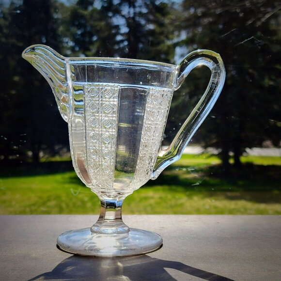 Antique EAPG Glass Creamer George Duncan & Sons Paneled Cane c.1880s USA Made - Picture 1 of 8